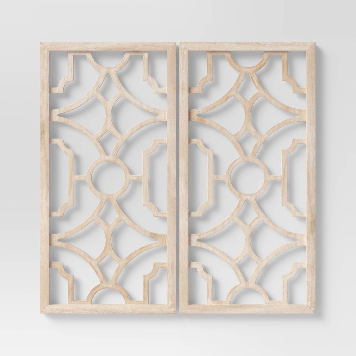 Set of 2 Wood Lattice Wall Hanging Brown - Threshold™: Elegant Decorative Panels, Modern Geomet... | Target