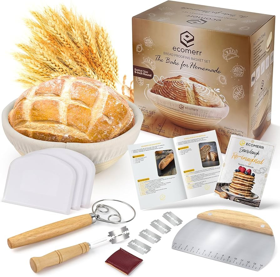 Banneton Bread Proofing Basket, 9inch Round Sourdough Starter Kit, Sourdough Bread Baking Supplie... | Amazon (US)