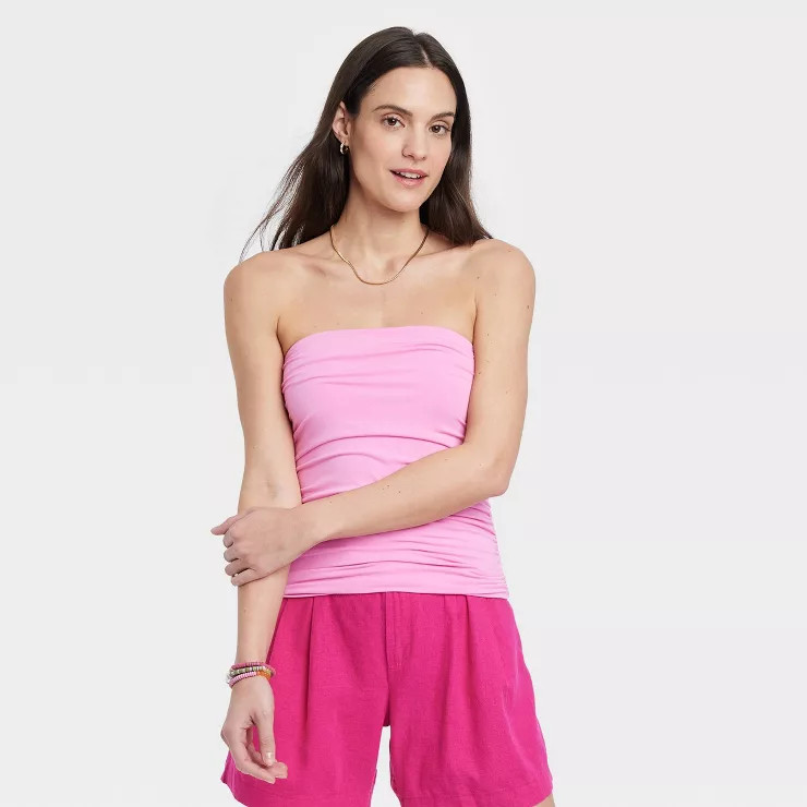 Women's Slim Fit Ruched Tube Top - A New Day™ | Target