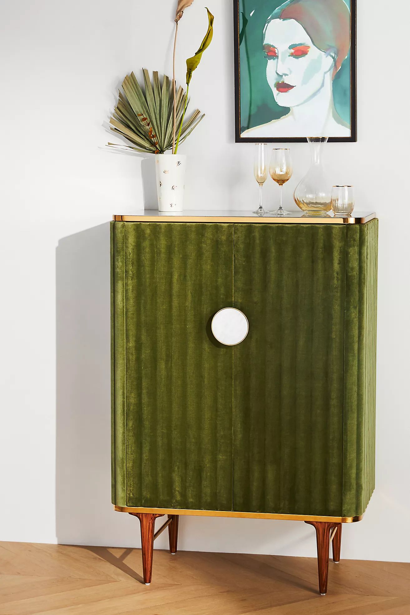 Juneau Velvet Bar Cabinet | Anthropologie (US)