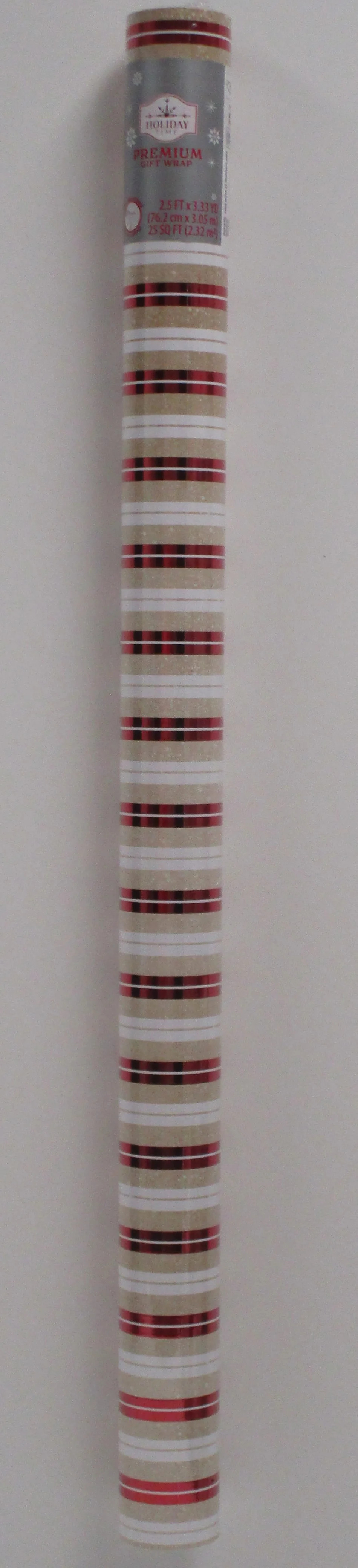 Red and White Stripes Premium Christmas Wrapping Paper, 25 sq ft, by Holiday Time | Walmart (US)