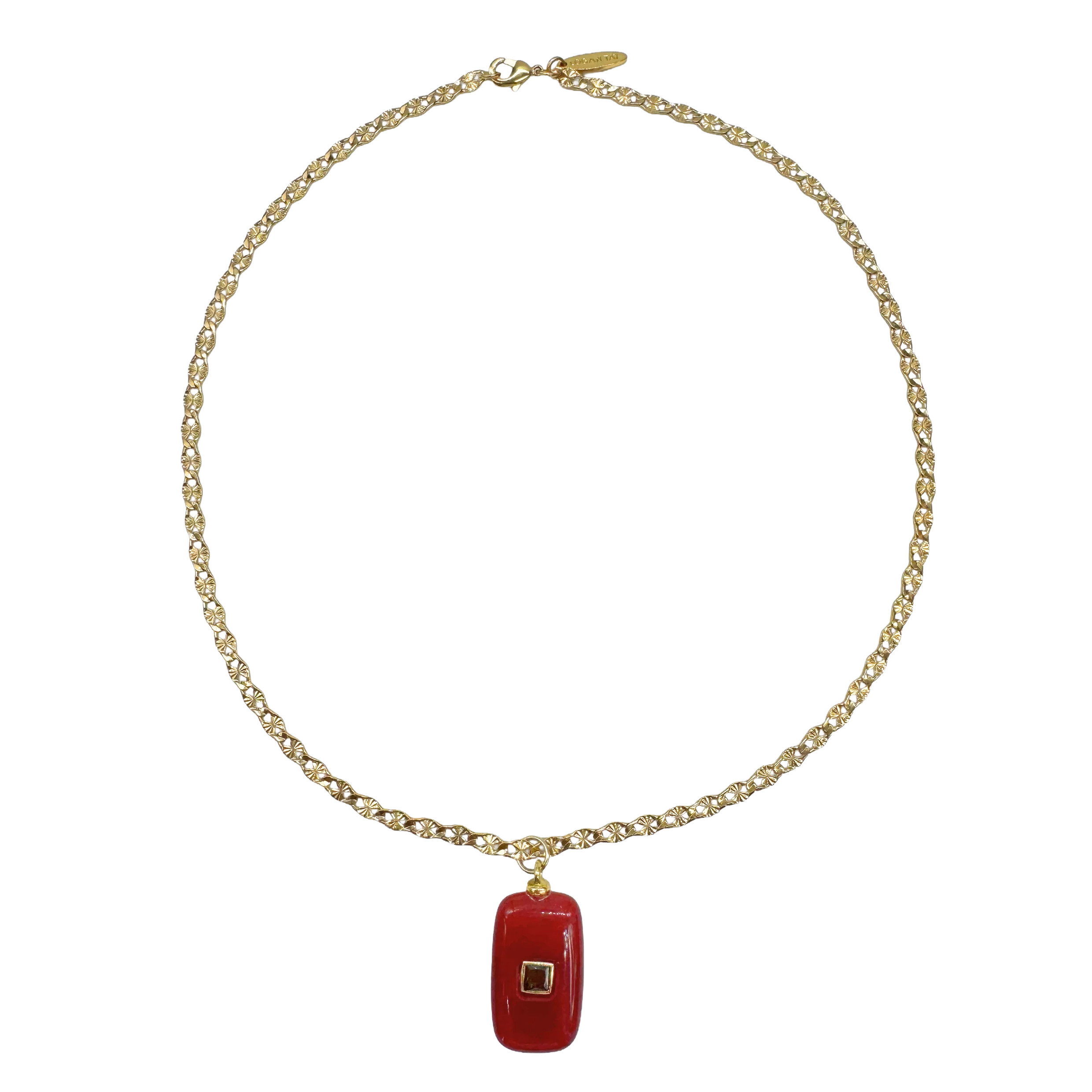 Red Stone Chain Necklace | Logan Tay