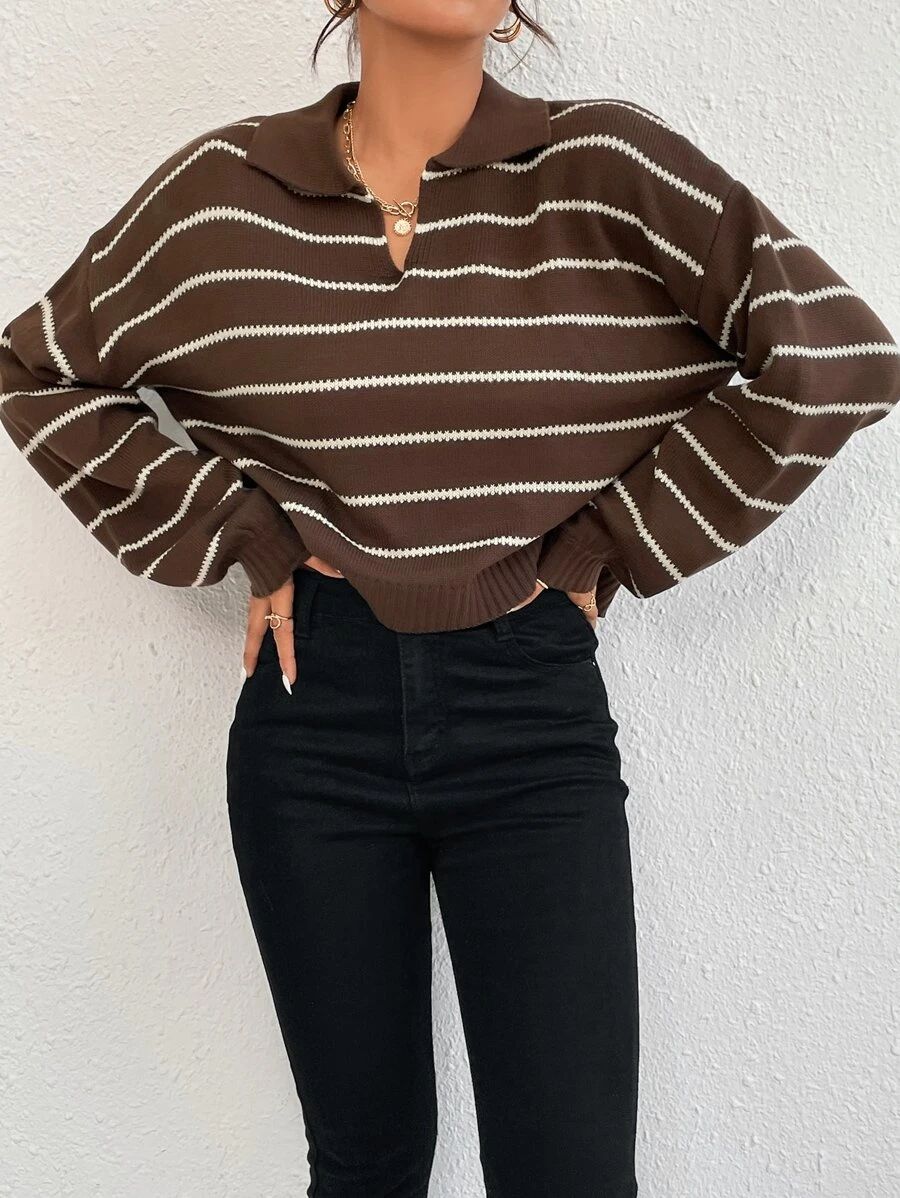 Striped Pattern Drop Shoulder Sweater
   
      SKU: sw2206207881278787
          
          (90 ... | SHEIN
