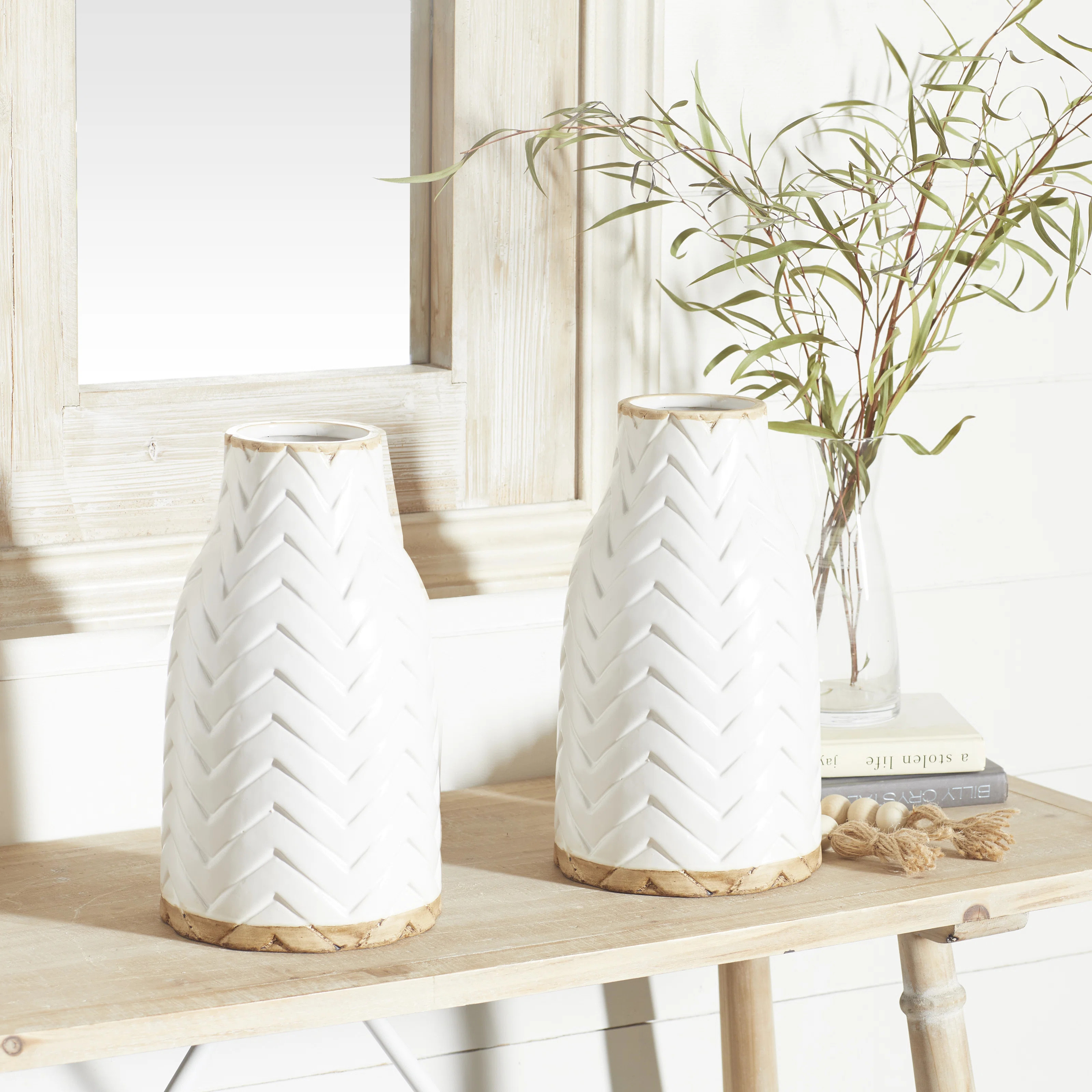 Langley Street Porcelain Ceramic Decorative Vase with Brown Base & Reviews | Wayfair | Wayfair North America