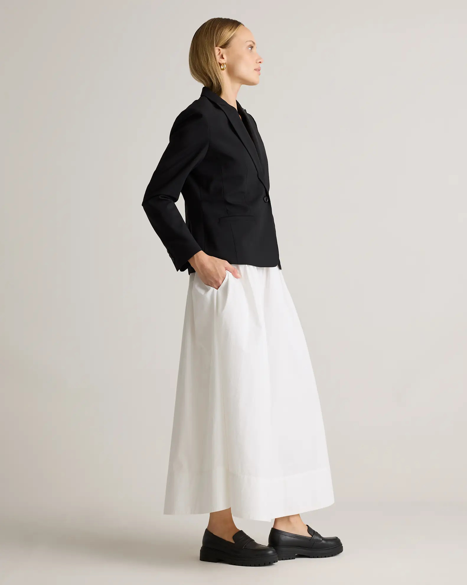 100% Organic Cotton Poplin A-line Maxi Skirt in Classic White | Quince