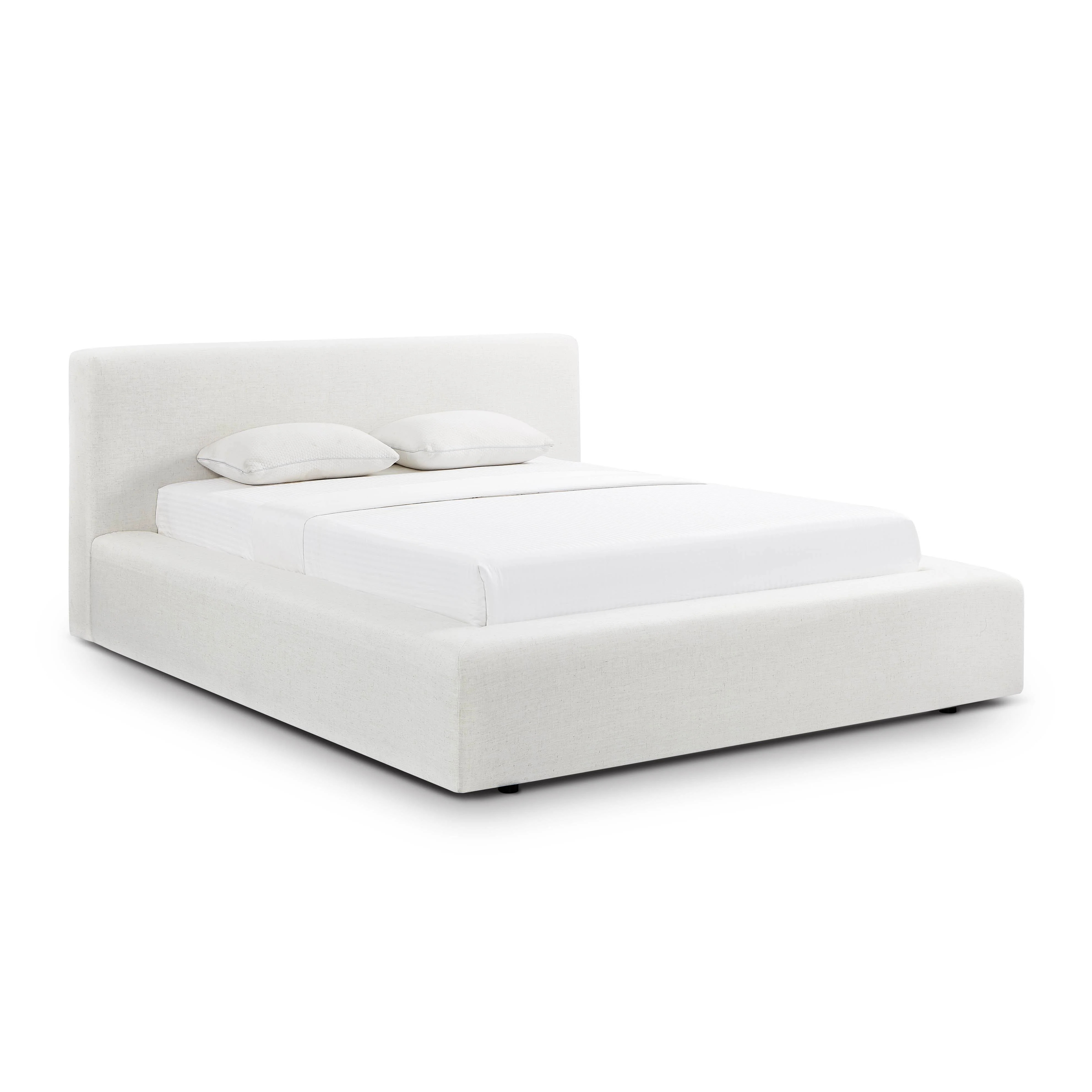Meena Cream Upcycled Performance Linen Storage Bed | TOV Furniture
