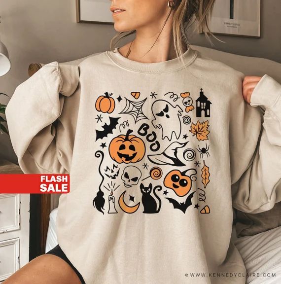 Vintage Halloween Sweatshirt Halloween Sweater Halloween - Etsy | Etsy (US)