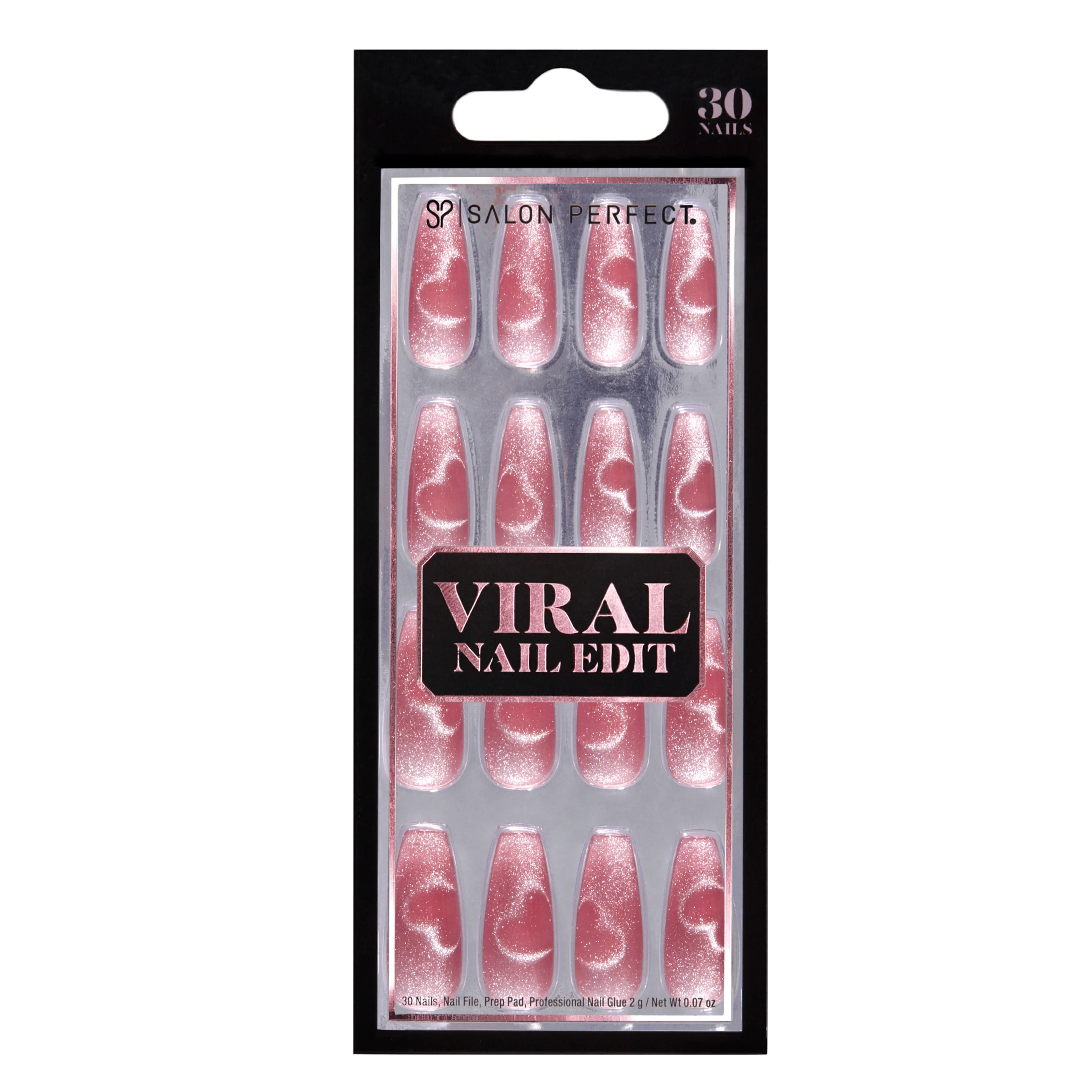 SALON PERFECT PRESS ON NAILS, 310 VIRAL NAIL EDIT, MAGNETIC HEART, FAKE NAIL KIT, FILE & GLUE INC... | Walmart (US)