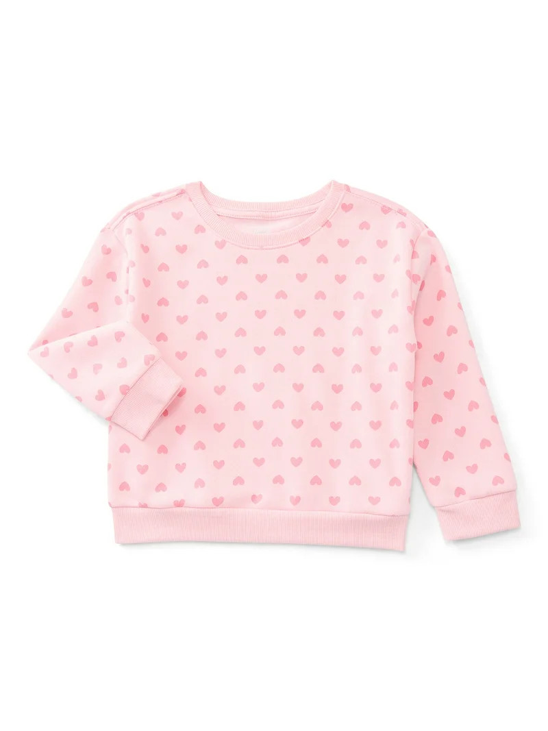 Wonder Nation Toddler Girls Fleece Sweatshirt with Long Sleeves, Sizes 2T-5T | Walmart (US)