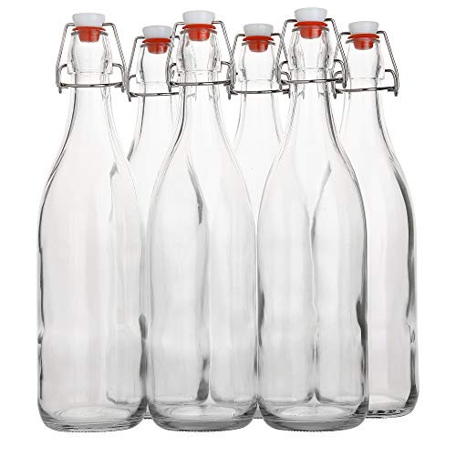 Flip Top Glass Bottle [1 Liter / 33 fl. oz.] [Pack of 6] – Swing Top Brewing Bottle with Stoppe... | Amazon (US)
