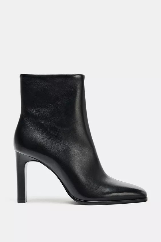 LEATHER HIGH-HEEL ANKLE BOOTS | Zara UK
