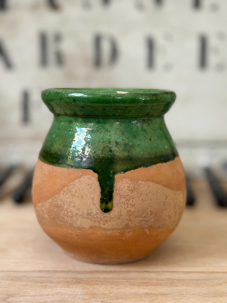 Vintage French Terracotta Pot With Green Glaze Rustic Clay Jar French Provincial Pottery - Etsy | Etsy (US)