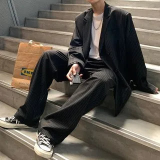 Pinstripe Oversized Blazer | YesStyle Global