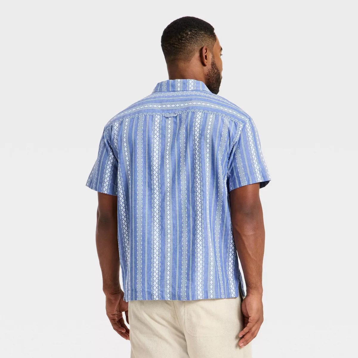 Men's Short Sleeve Novelty Camp Shirt - Goodfellow & Co\u2122 Blue Striped S | Target