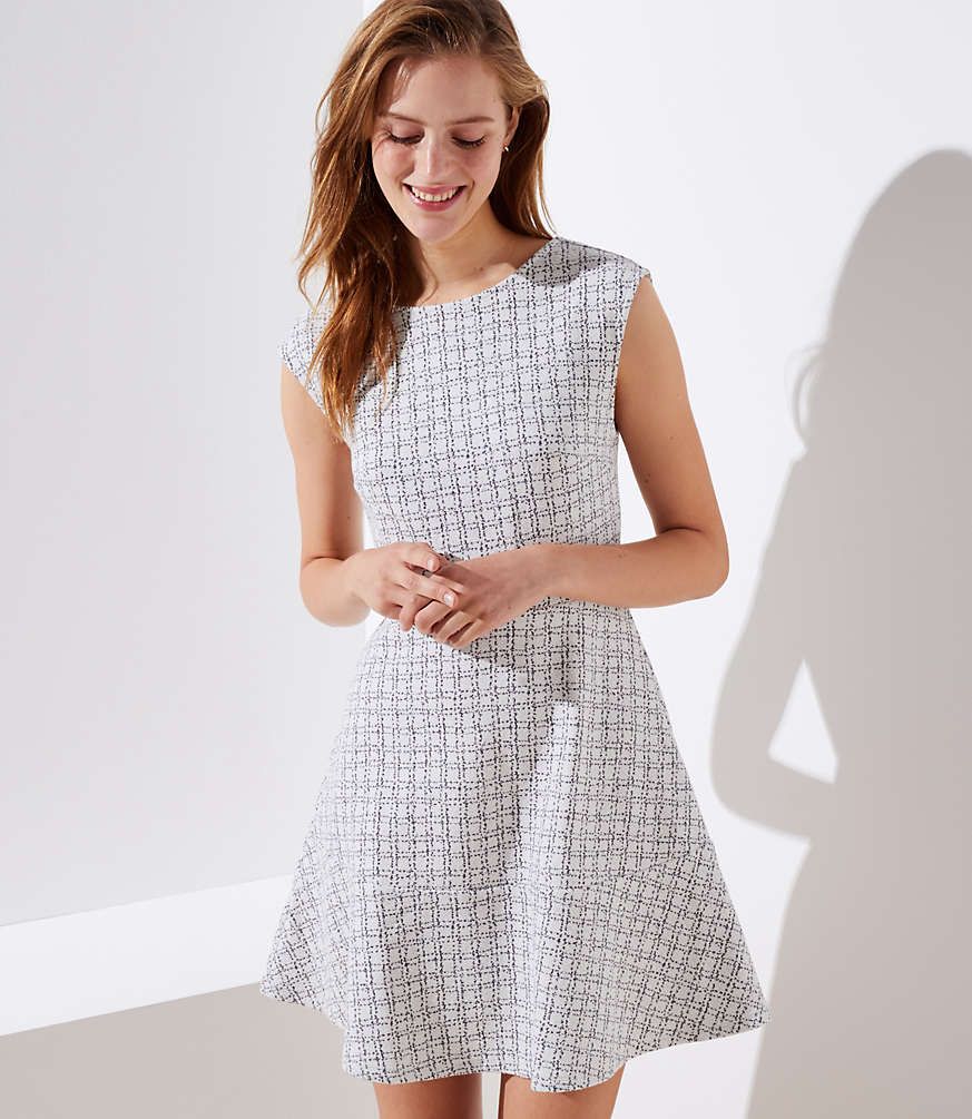 Checked Jacquard Flare Dress | LOFT