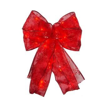Starlite Creations 9 in. 36-Light Battery Operated LED Red Everyday Bow-EB03-R006-A1 - The Home D... | The Home Depot
