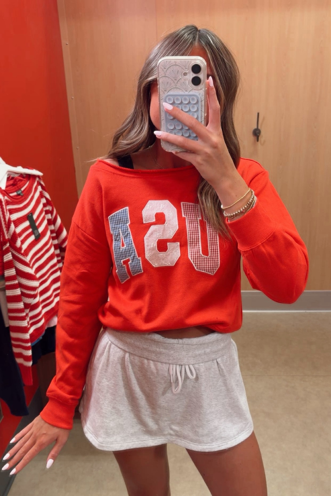 so many cute forth of July options at target. believe it or not, this cutoff crew neck is from the kids section. I am pretty sure there is an adult sized version as well, but this was too cute not to pass up. here are so many good 4th of July and USA themed finds all around at target. I paired it with my sweat skort from Walmart, one of my favorites! Don't miss out this summer with all these cute looks 

#LTKTtarget #targetfinds #4thofjuly #outfitinspo #4thofjulystyle #ootd 

 #LTKdayinmylife #LTKootd #LTKSeasonal