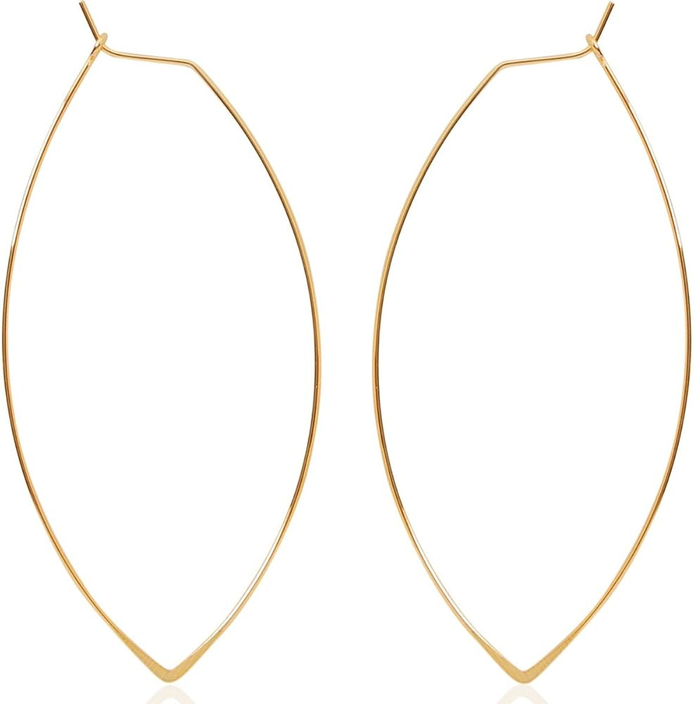 Humble Chic Marquise Threader Big Hoop Earrings for Women - Hypoallergenic and Safe for Sensitive... | Amazon (US)