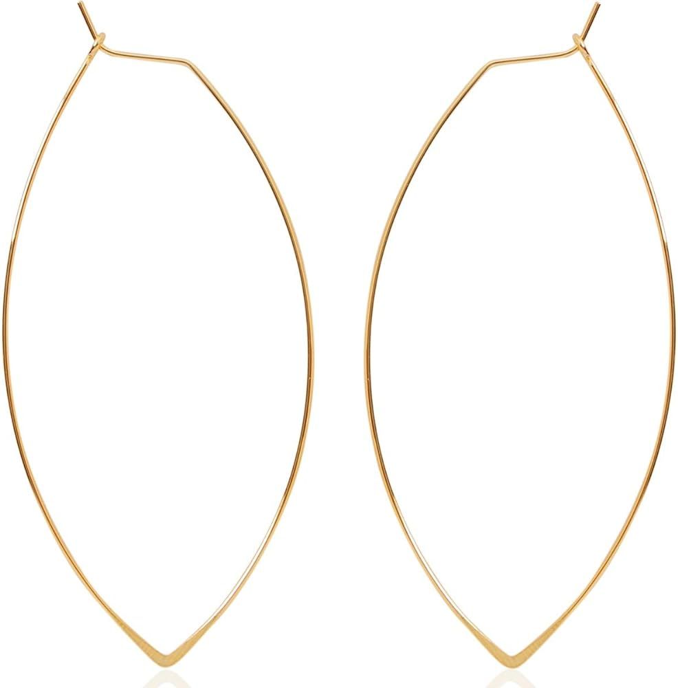 Humble Chic Marquise Threader Big Hoop Earrings for Women - Hypoallergenic and Safe for Sensitive... | Amazon (US)
