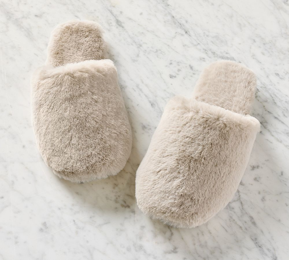 Double Sided Faux Fur Slippers | Pottery Barn (US)