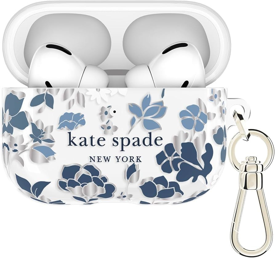 kate spade new york AirPods Pro 3 Protective Case with Keychain Ring Clip - Flowerbed Blue, Compa... | Amazon (US)