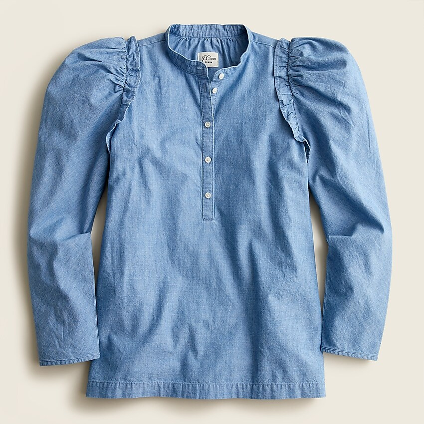 Puff-sleeve chambray top | J. Crew US