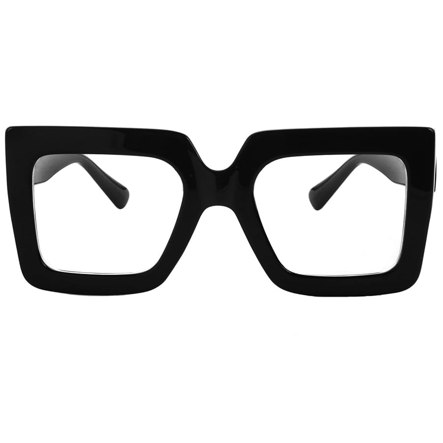 Onrtry Oversized Square Blue Light Glasses for Women Men Thick Frame Big Computer Eyewear Non-Pre... | Amazon (US)