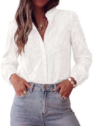 PRETTYGARDEN Women's Floral Embroidered Button Down Shirts | Amazon (US)