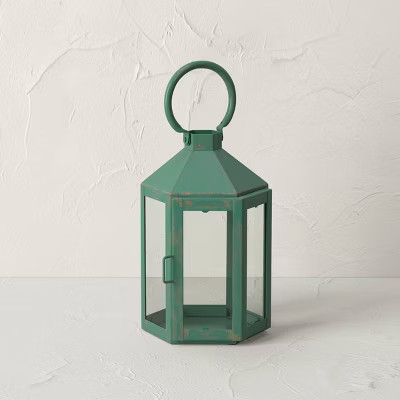 Iron/Glass Outdoor Lantern Candle Holder Green - Opalhouse™ designed with Jungalow™ | Target