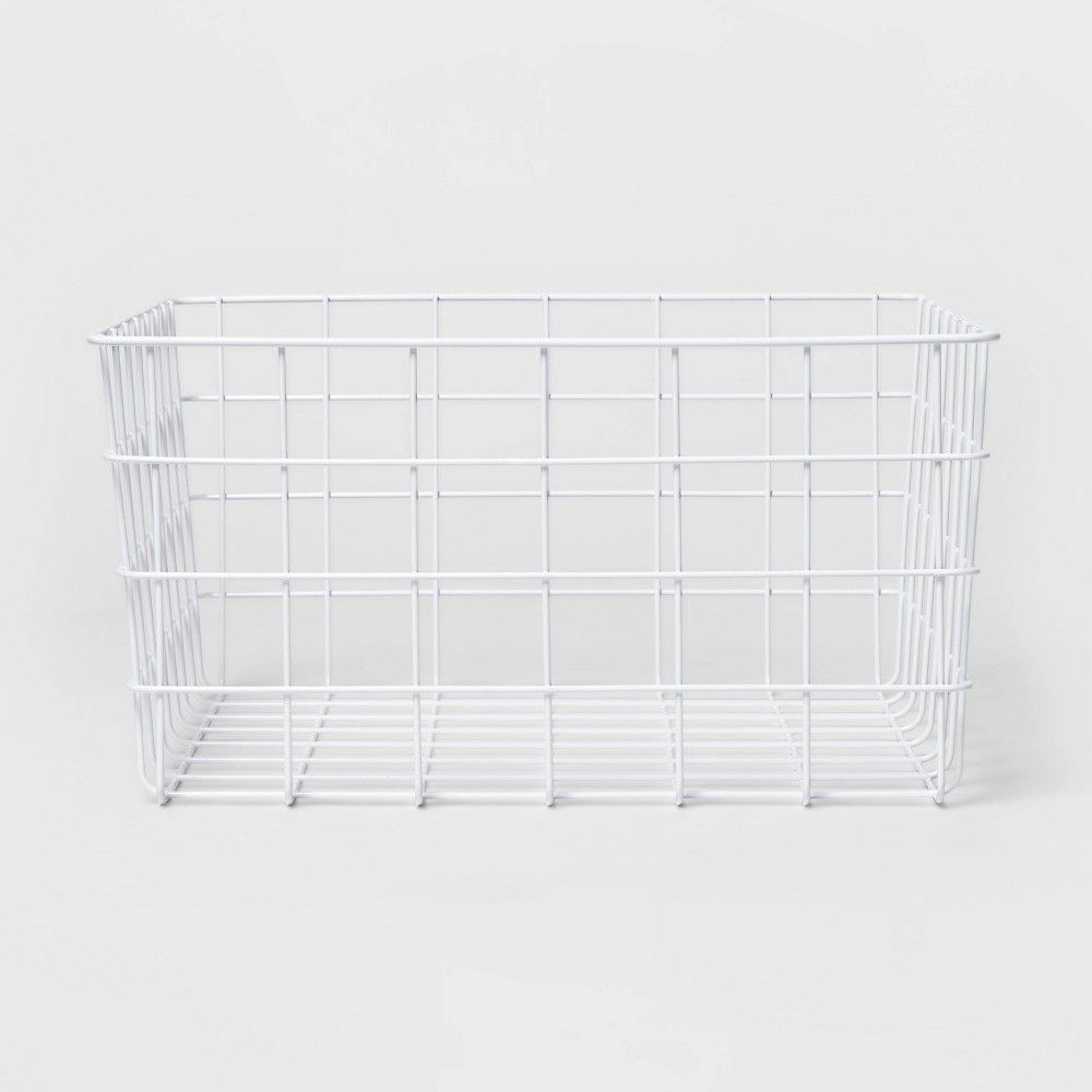 13"" Rectangular Steel Decorative Baskets White - Room Essentials | Target