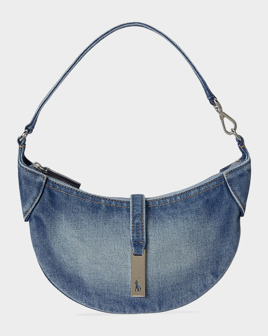 Polo Ralph Lauren Polo ID Mini Cotton Denim Shoulder Bag | Neiman Marcus