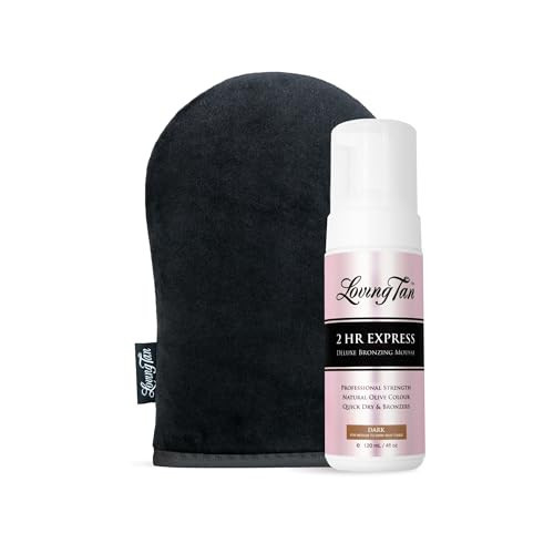 Loving Tan 2 HR Express Mousse, Dark + Mitt- Streak Free, Natural looking, Professional Strength Sunless Tanner- Up to 5 Self Tan Applications per Bottle, Cruelty Free, Naturally Derived DHA - 4 FL Oz | Amazon (US)