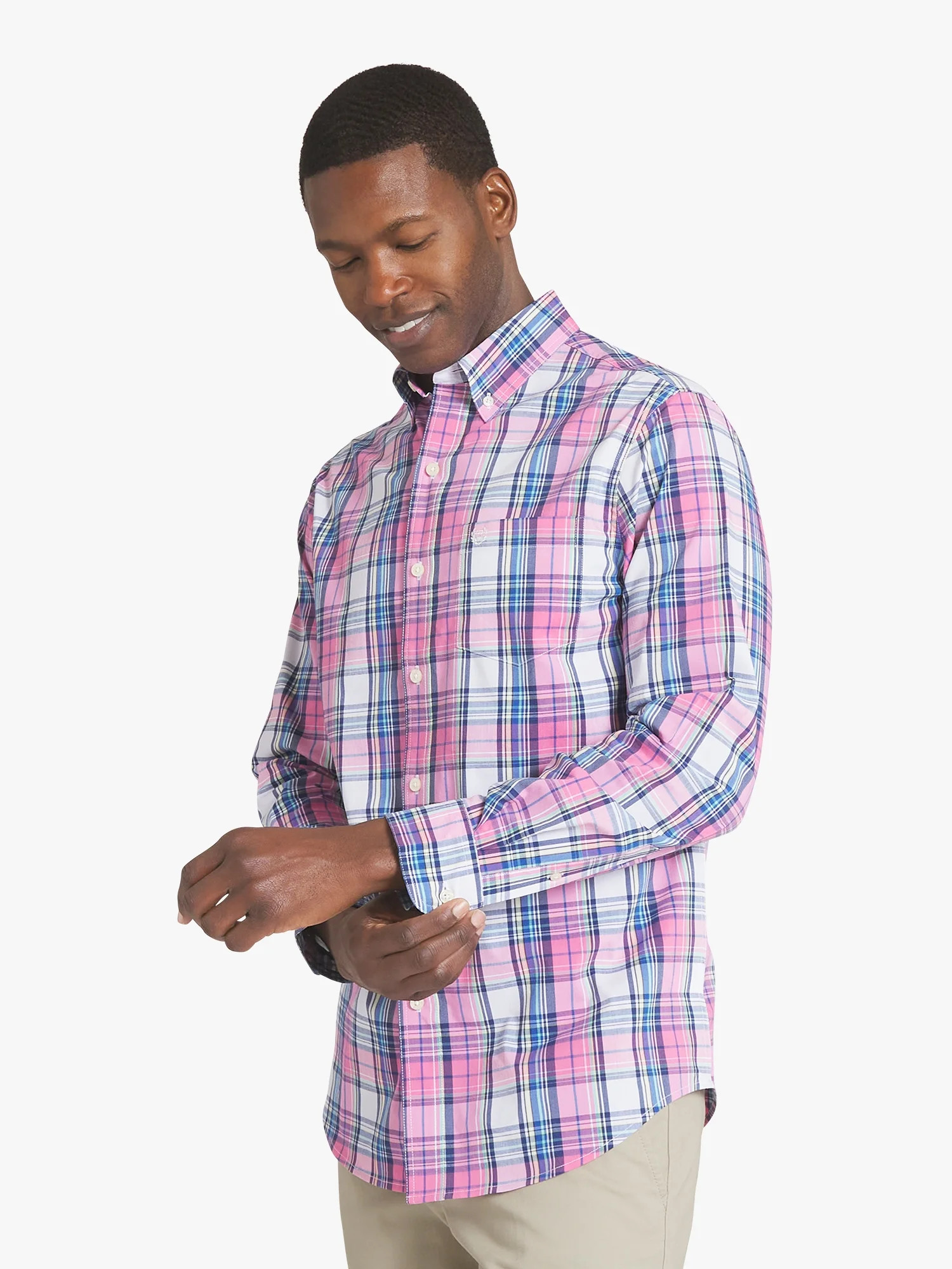 Chaps Men's & Big Men's Long Sleeve Easy Care Stretch Poplin Shirt, Sizes S-3XL | Walmart (US)