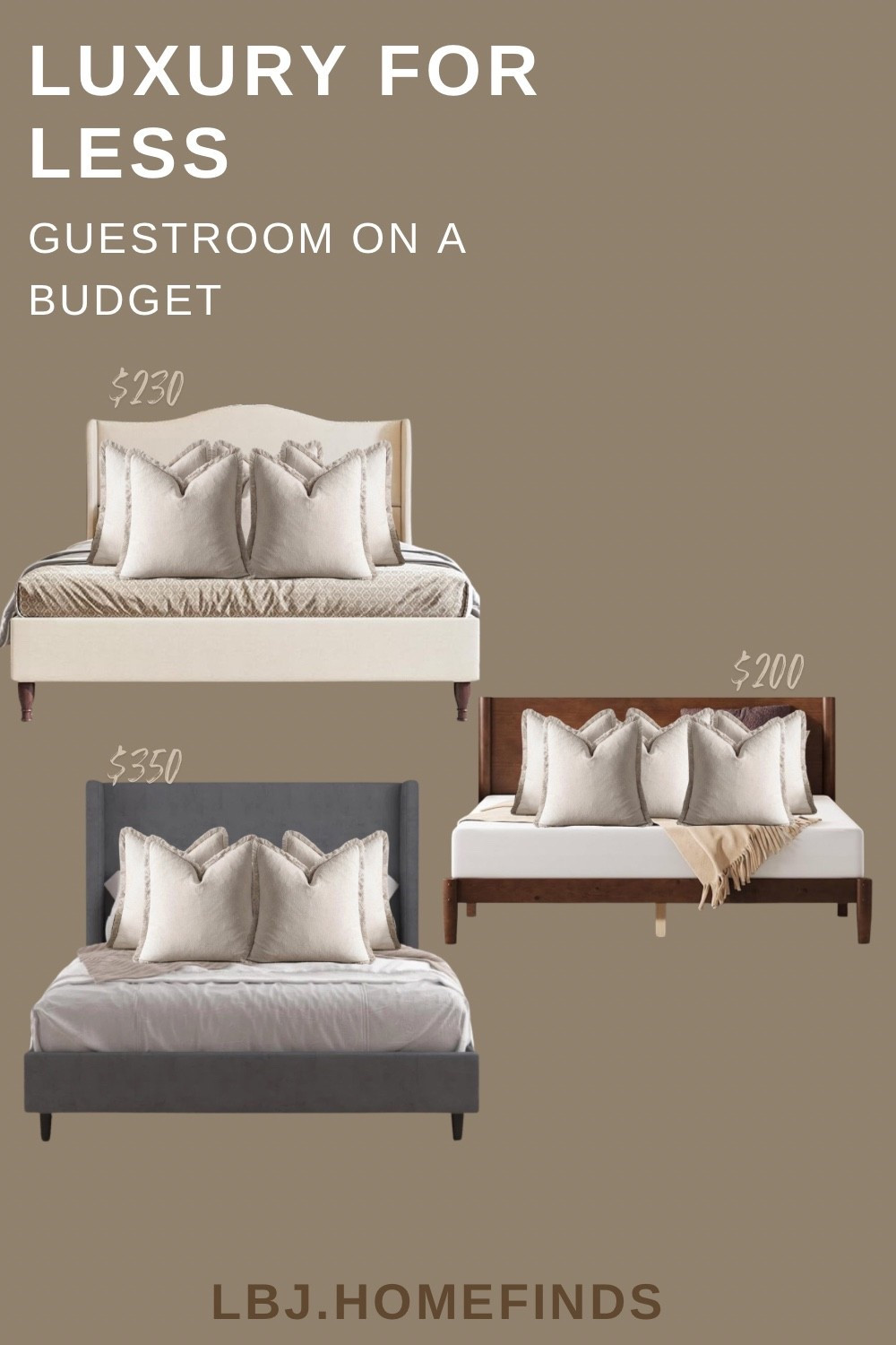 Luxury guest bedroom look for less 🤎
These upholstered and wood bed frames range from $200–$350 and instantly elevate a guest room without blowing your budget. Neutral tones, clean lines, and timeless silhouettes make these perfect for organic modern and warm minimalist homes.

Tap to shop affordable guest bedroom furniture that looks high-end ✨

#LTKSpringSale #LTKSaleAlert #LTKHome