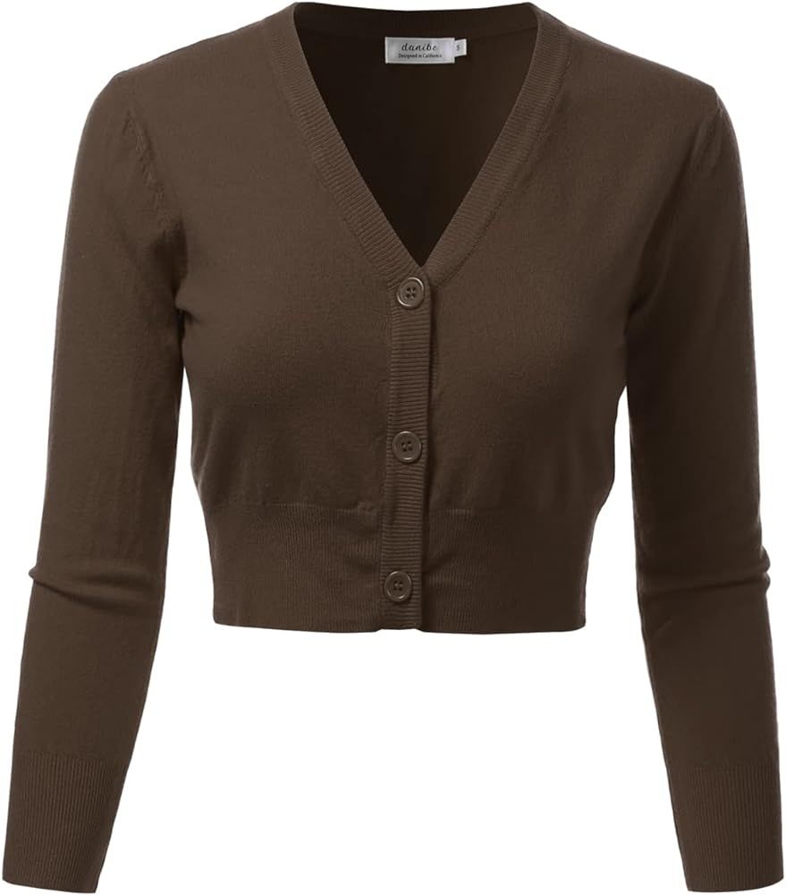 Women's 3/4 Sleeve Soft Open Front Cropped Sweater Cardigan (S-XXL) | Amazon (US)