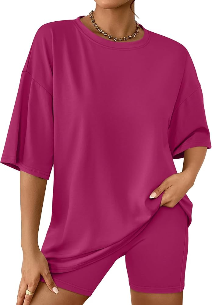AUTOMET Womens 2 Piece Sets Summer Outfits 2026 Two Piece Lounge Set Matching Clothing Oversized ... | Amazon (US)