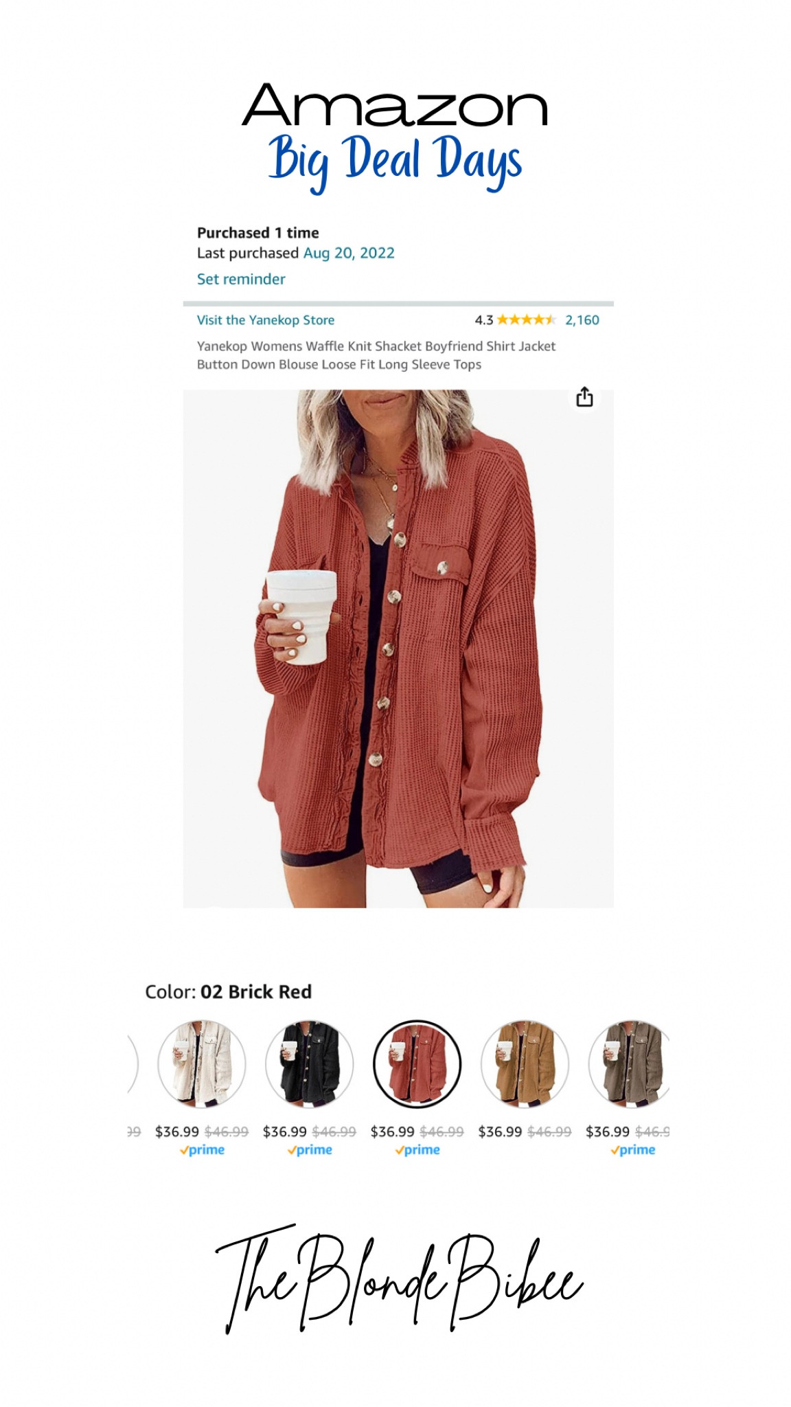 Amazon prime big deal days shacket

#LTKxPrime