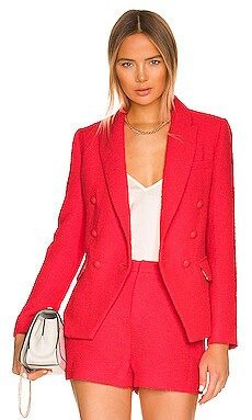 L'AGENCE Kenzie Double Breasted Blazer in Diva Pink from Revolve.com | Revolve Clothing (Global)