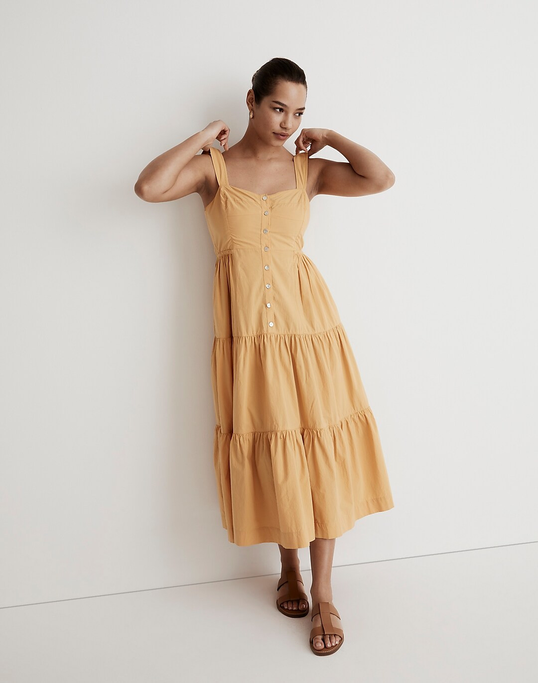 Button-Front Tiered Midi Dress | Madewell