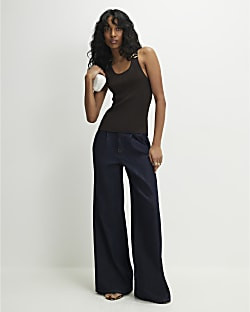 Brown Buckle Knitted Vest | River Island UK & IE
