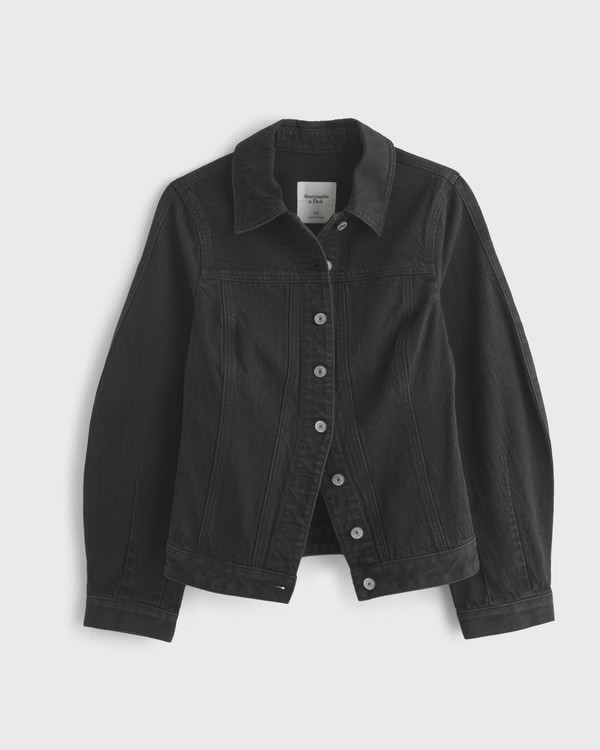Women's Slim Barrel Sleeve Denim Jacket | Women's Coats & Jackets | Abercrombie.com | Abercrombie & Fitch (US)
