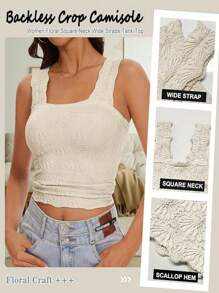 Women Floral Fashion Jacquard Knit Tank Top, Sexy V-Neck Wide Strap Cropped Camisole, Soft Versat... | SHEIN