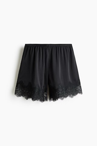 H & M - Schlafshorts aus Satin mit Spitze - Schwarz | H&M (DE, AT, CH, NL, FI)