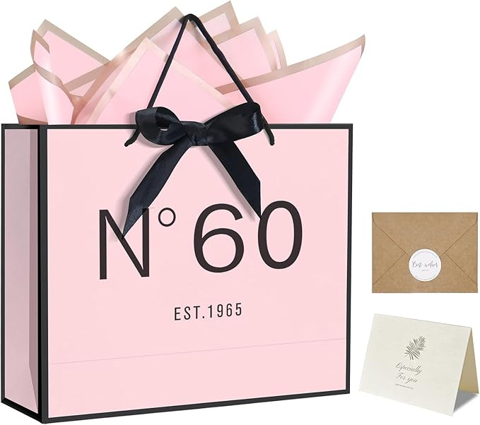 QLSKO 13" Birthday Gift Bag with Card Envelope Sticker Bow Ribbon and Tissue papers for Women Gir... | Amazon (US)