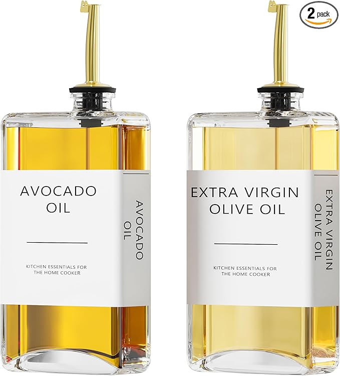 New England Stories Kitchen Cooking Oil Dispenser Set, Olive Oil and Vinegar Bottles, Soy Sauce D... | Amazon (US)