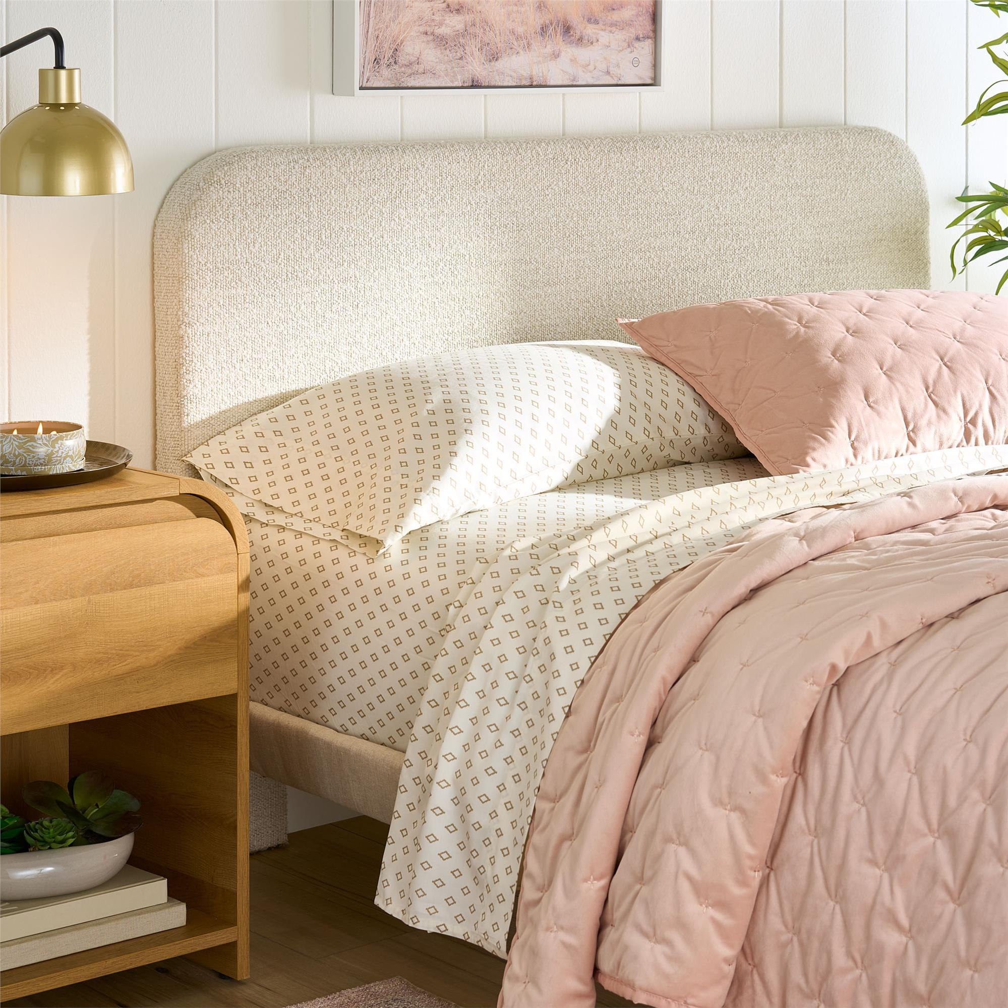 Better Homes & Gardens Juliet Full/Queen Boucle Headboard, Ivory - Walmart.com | Walmart (US)