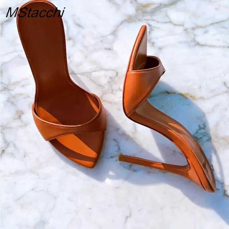 LadyShow.Store Super-high Heel Slippers Women Shoes Summer Peep Toe Mixed Colors Stiletto Sandals Sexy Party Ladies Shoes Luxury Woman Pumps - brown / 36 | Shop.app