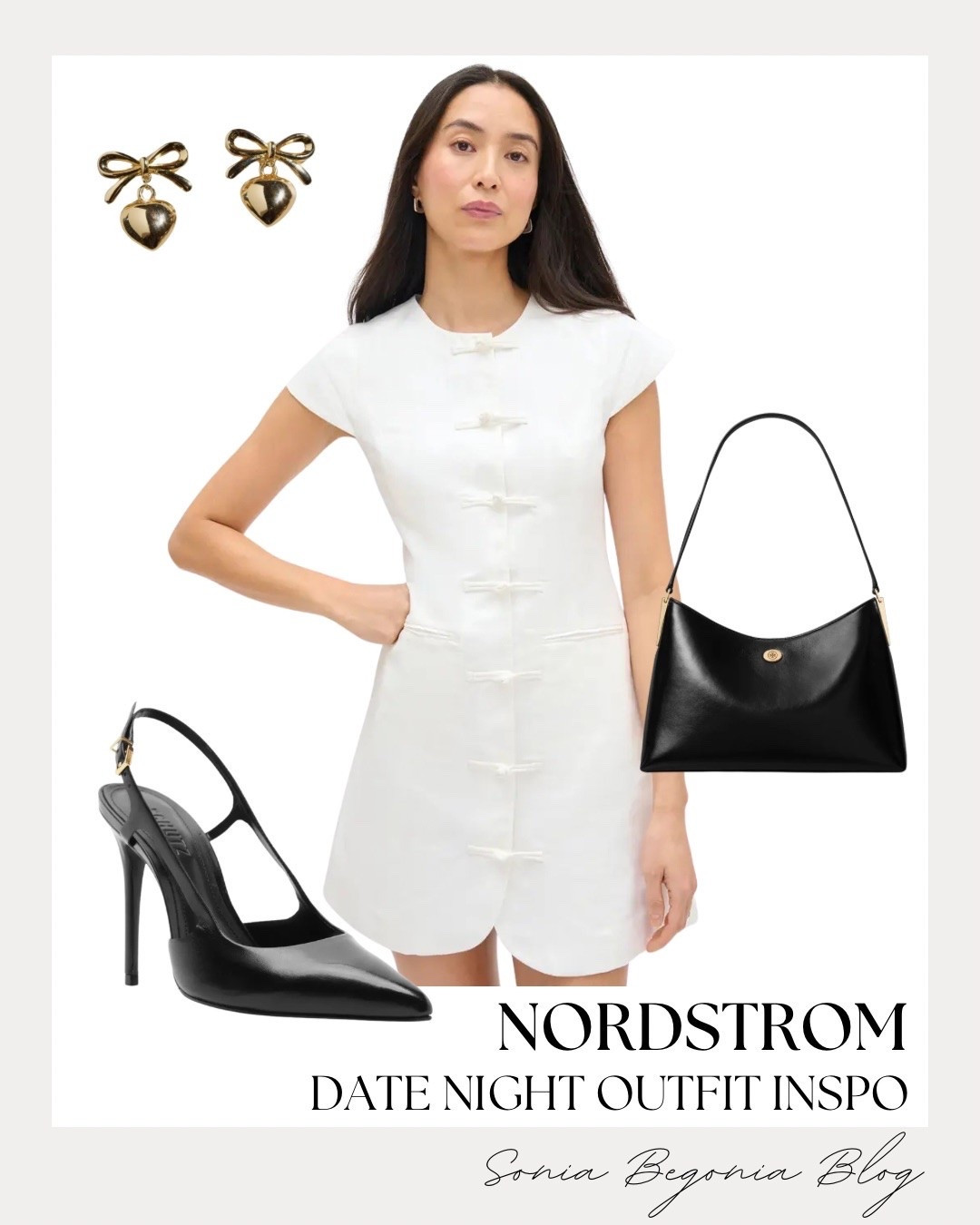 I put together the most elegant date night look featuring this stunning white shift mini dress with delicate front knot details. It is the perfect blend of modern minimalism and classic sophistication. ✨

To elevate the outfit, I styled it with a sleek black leather shoulder bag, striking pointed slingback heels, and gorgeous gold bow-and-heart drop earrings. It is an effortless choice for dinner, drinks, or any special evening out!

#liketk #ltkstyletip #ltkunder500 #nordstrom #datenight #datenightoutfit #whitedress #minidress #chicstyle #classicfashion #eveningwear #slingbacks #ootdinspo

#LTKootd #LTKSeasonal