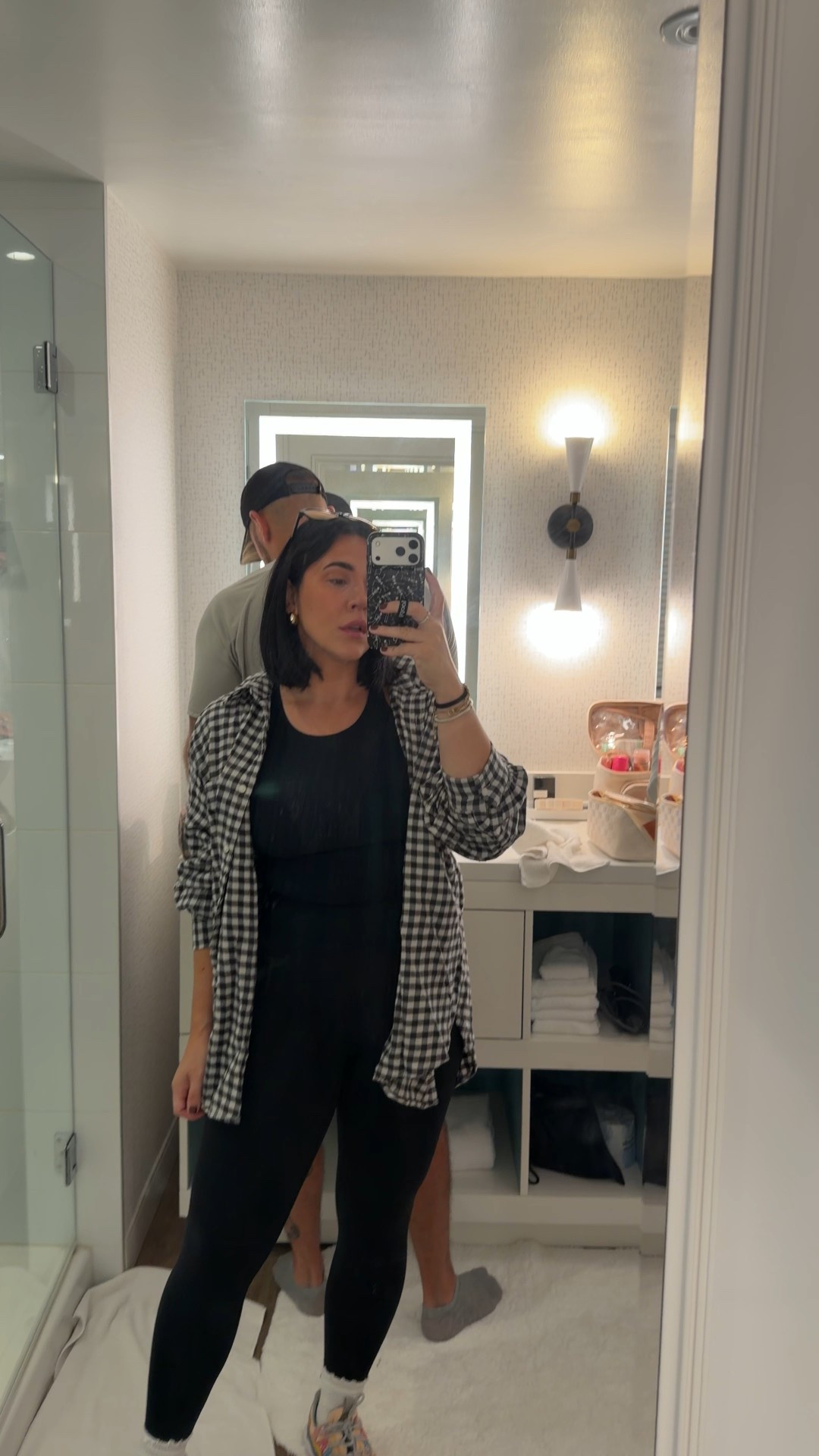 Cozy hiking outfit! Size L in tank and leggings and size XL in shirt. 