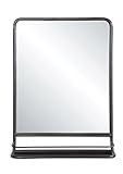 Creative Co-Op Rectangle Metal Wall Mirror with Shelf, Single Vanity, Distressed Black | Amazon (US)